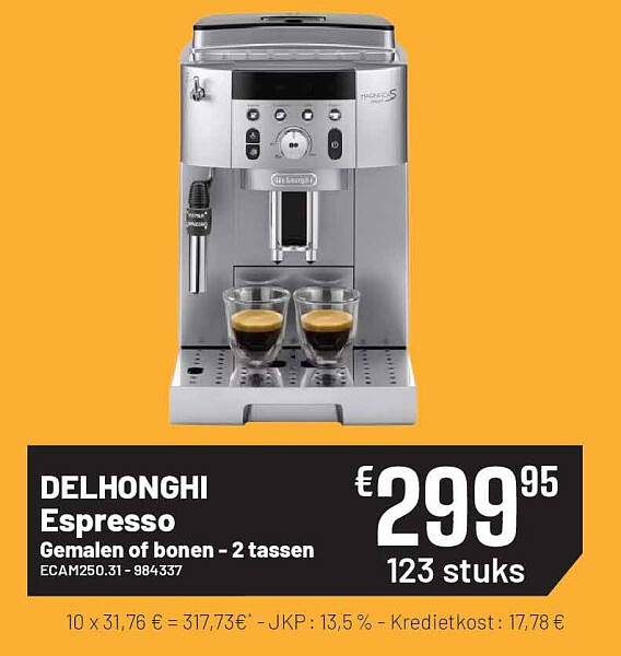 DELHONGHI Espresso Gemalen of bonen - 2 tassen ECAM250.31