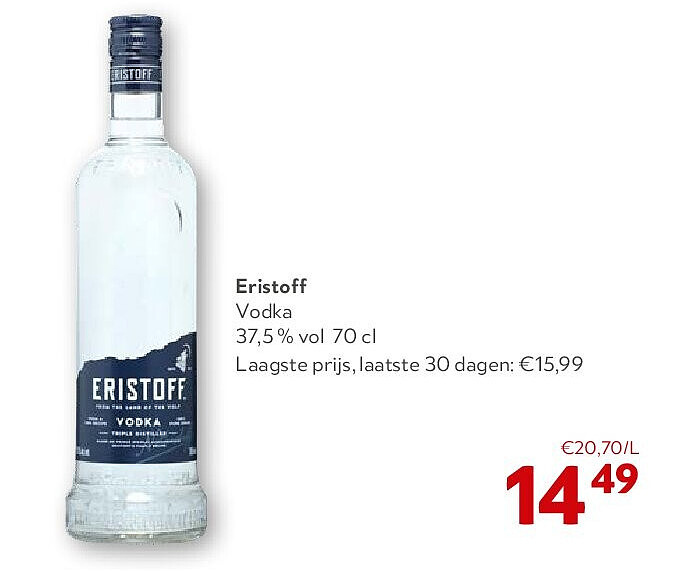 Eristoff Vodka 37,5 % vol 70 cl