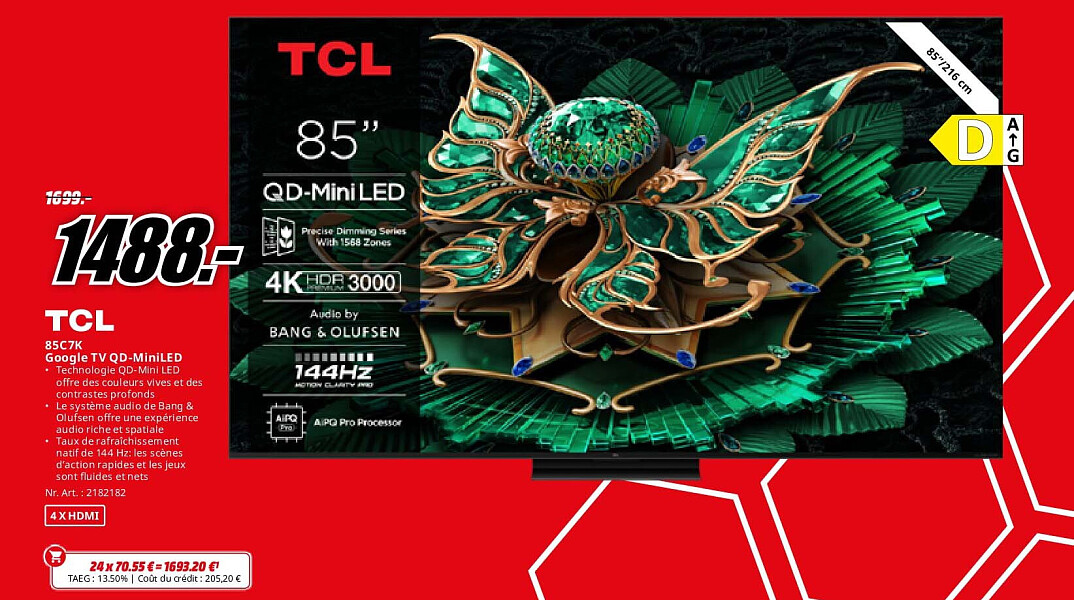 Tcl 85C7K Google TV QD-MiniLED