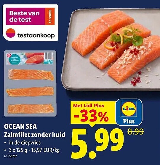 Zalmfilet zonder huid