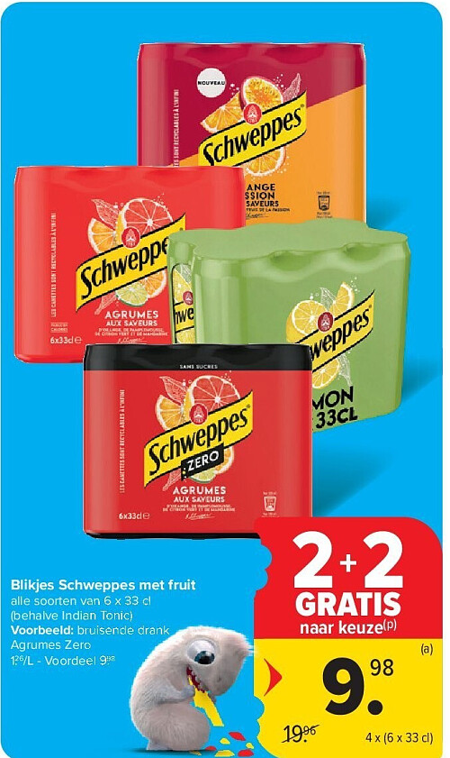 Blikjes Schweppes met fruit