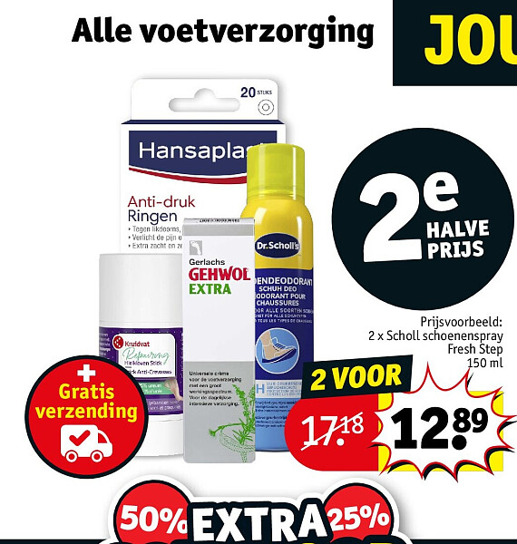 2 x Scholl schoenenspray Fresh Step 150 ml