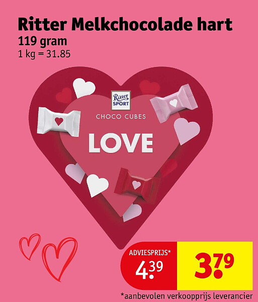 Ritter Melkchocolade hart
