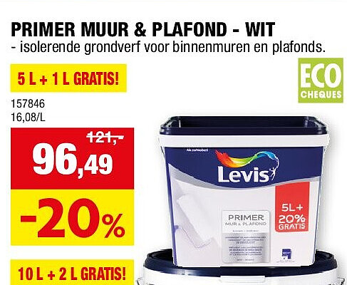 PRIMER MUUR & PLAFOND - WIT 5 L + 1 L GRATIS!