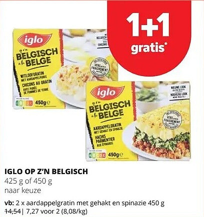 IGLO OP Z'N BELGISCH aardappelgratin met gehakt en spinazie 450 g