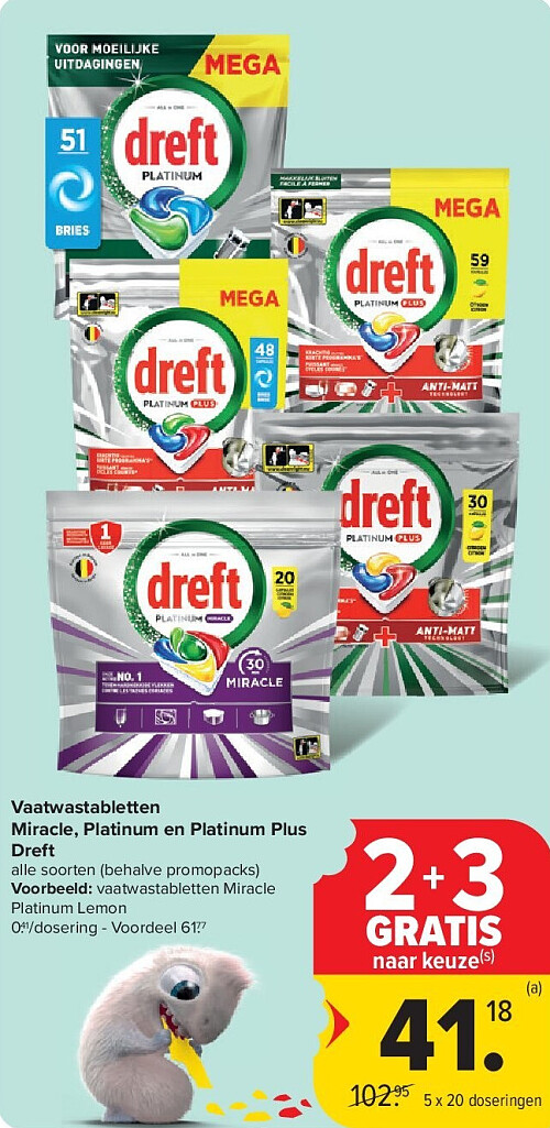 Vaatwastabletten Miracle, Platinum en Platinum Plus Dreft