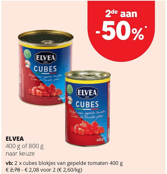 ELVEA cubes blokjes van gepelde tomaten 400 g
