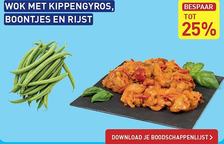 WOK MET KIPPENGYROS, BOONTJES EN RIJST