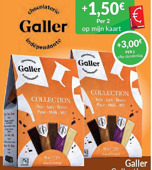 Galler Collection minirepenen - 12 stuks, melk, pure of witte chocolade - 144 g