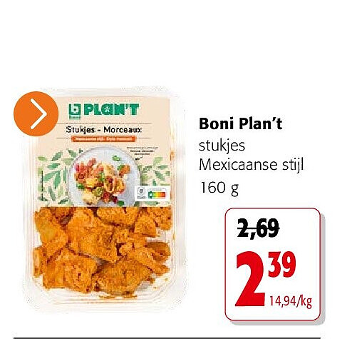 Boni Plan’t stukjes Mexicaanse stijl 160 g