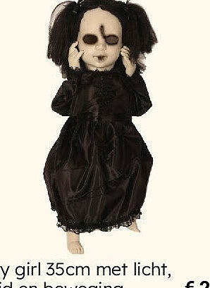 Scary girl 35cm met licht, geluid en beweging