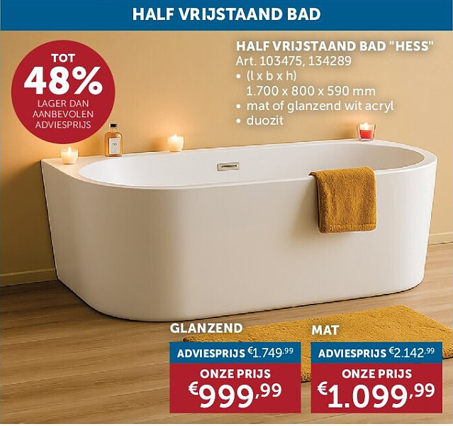 HALF VRIJSTAAND BAD "HESS"