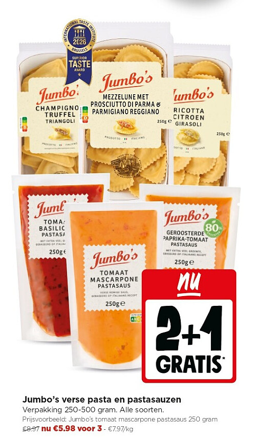 Jumbo’s verse pasta en pastasauzen