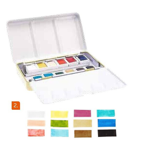 Set aquarelverf pastelkleuren