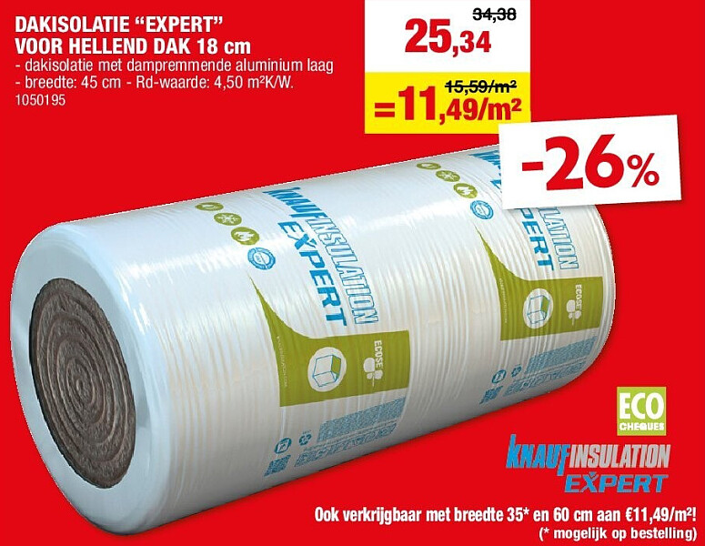 DAKISOLATIE “EXPERT” VOOR HELLEND DAK 18 cm