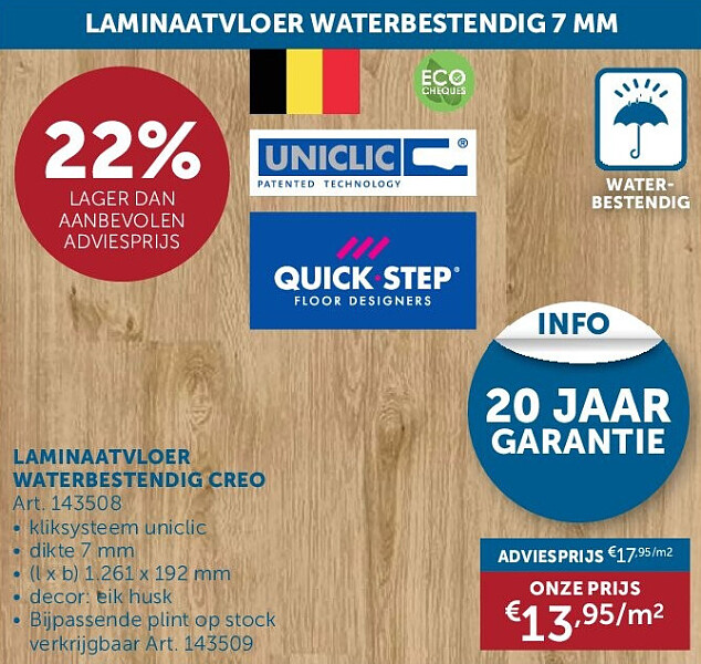 LAMINAATVLOER WATERBESTENDIG CREO