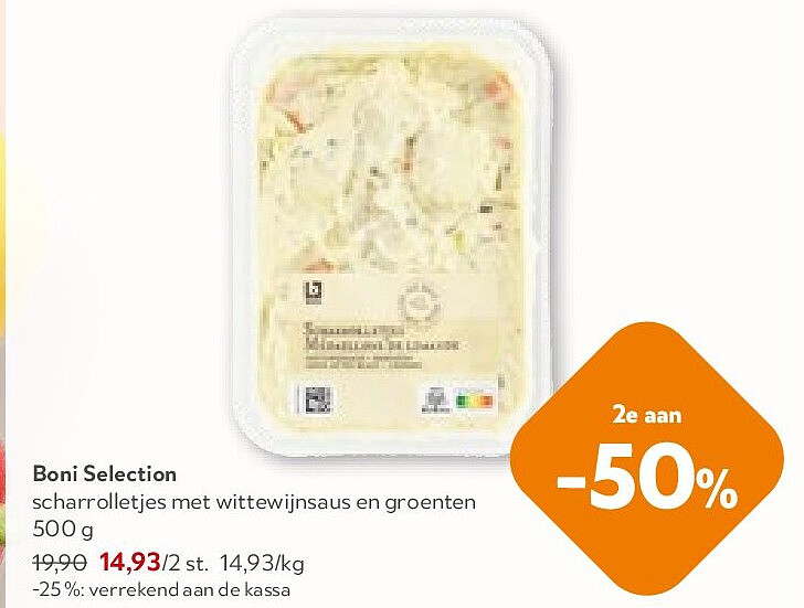 Boni Selection scharrolletjes met wittewijnsaus en groenten 500 g