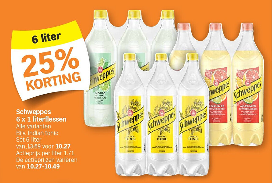Schweppes 6 x 1 literflessen