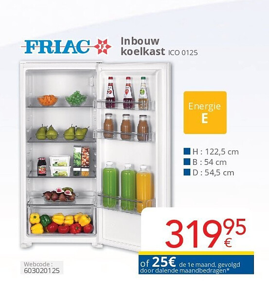 Friac Inbouw koelkast ICO 0125