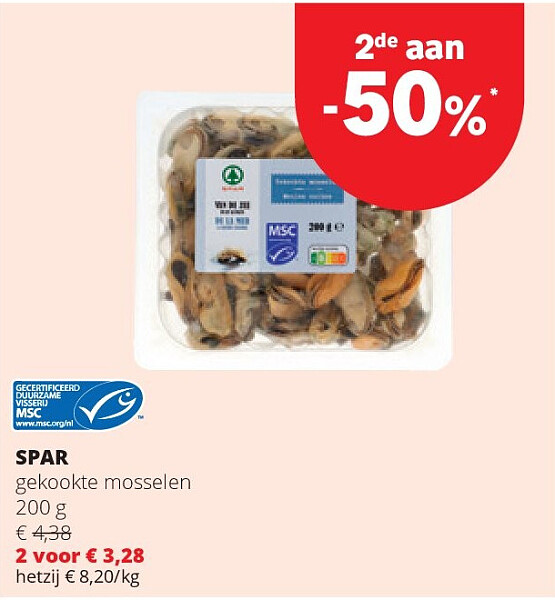 SPAR gekookte mosselen 200 g