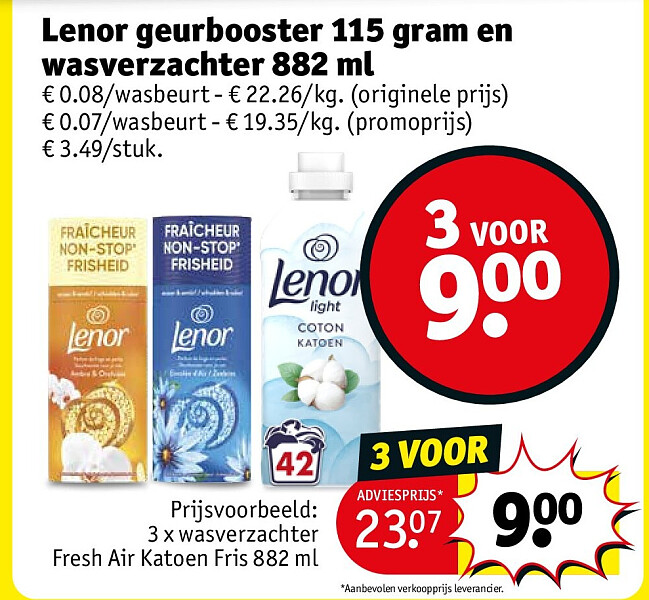 Lenor geurbooster 115 gram en wasverzachter 882 ml