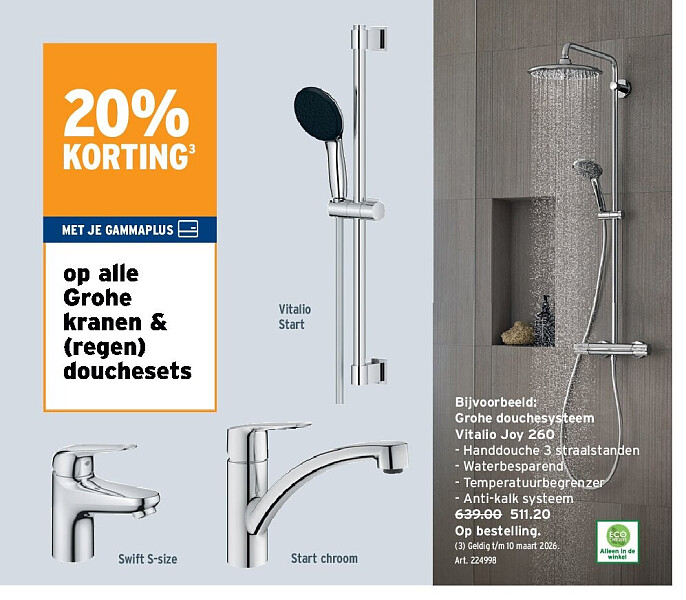 Grohe douchesysteem Vitalio Joy 260