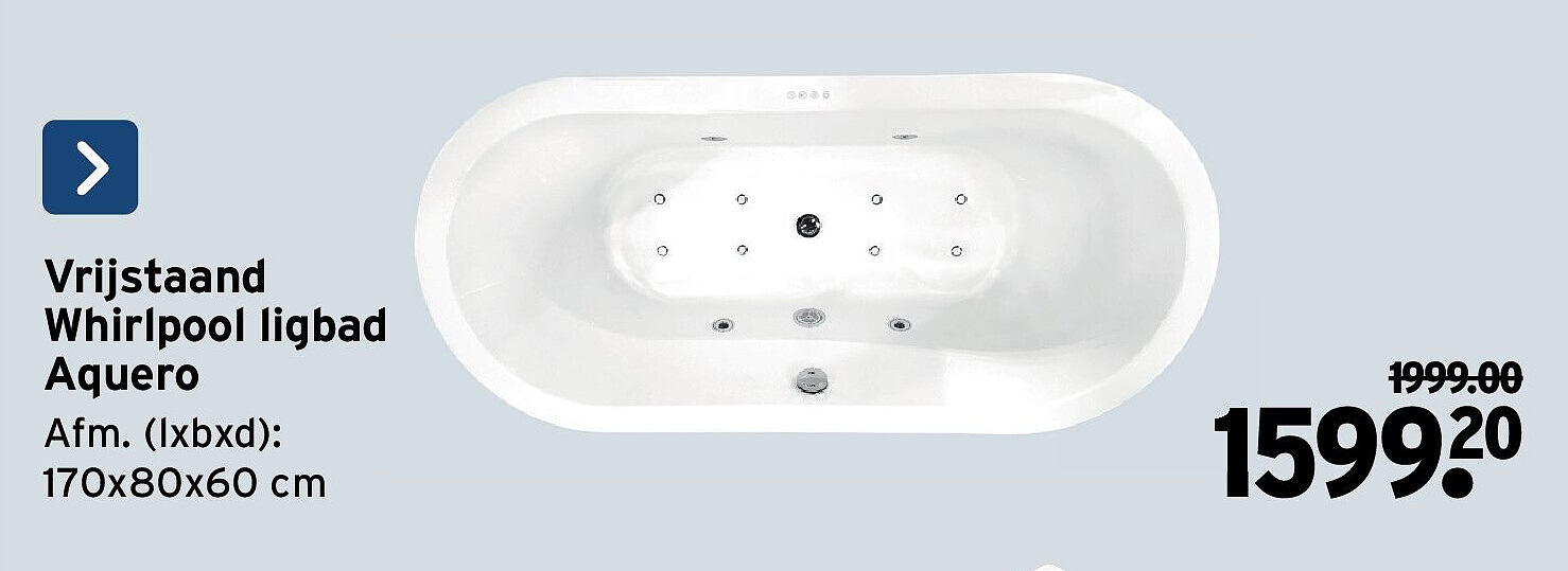 Vrijstaand Whirlpool ligbad Aquero