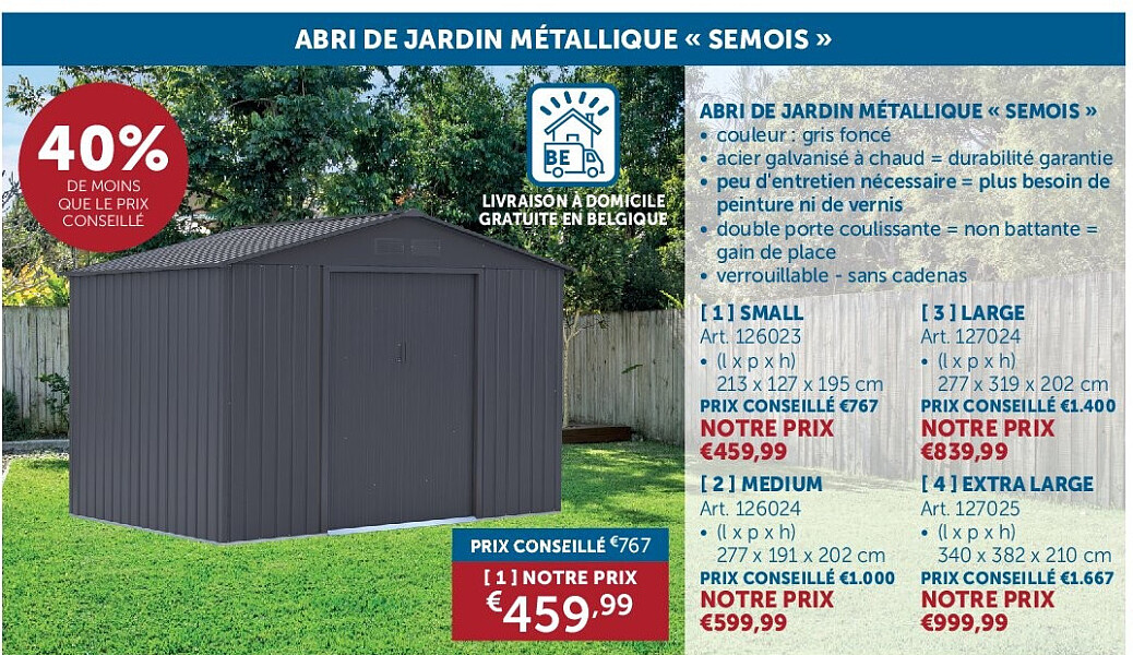 ABRI DE JARDIN MÉTALLIQUE « SEMOIS » [ 1 ] SMALL
