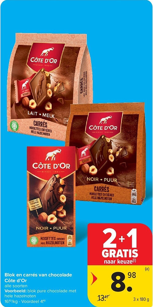 Blok en carrés van chocolade Côte d’Or