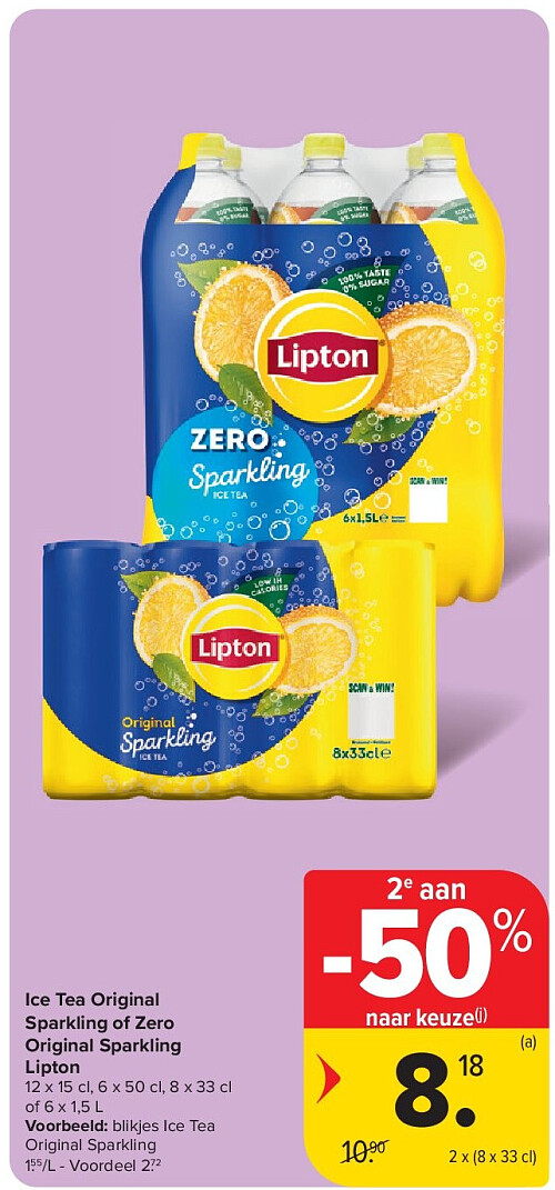 Ice Tea Original Sparkling of Zero Original Sparkling Lipton