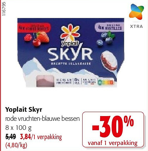 Yoplait Skyr rode vruchten-blauwe bessen 8 x 100 g