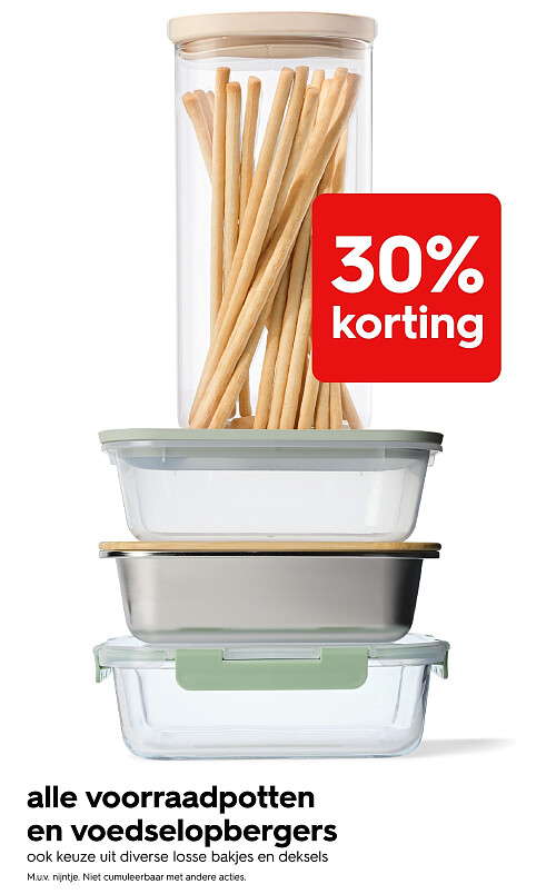 alle voorraadpotten en voedselopbergers