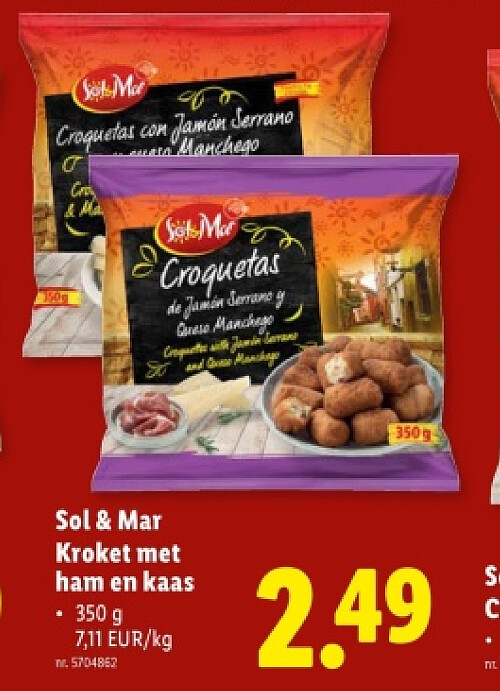 Kroket met ham en kaas