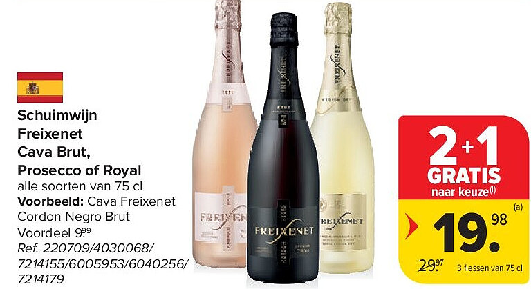 Schuimwijn Freixenet Cava Brut, Prosecco of Royal