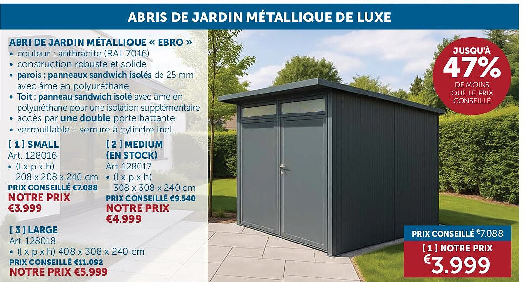 ABRI DE JARDIN MÉTALLIQUE « EBRO » [ 1 ] SMALL