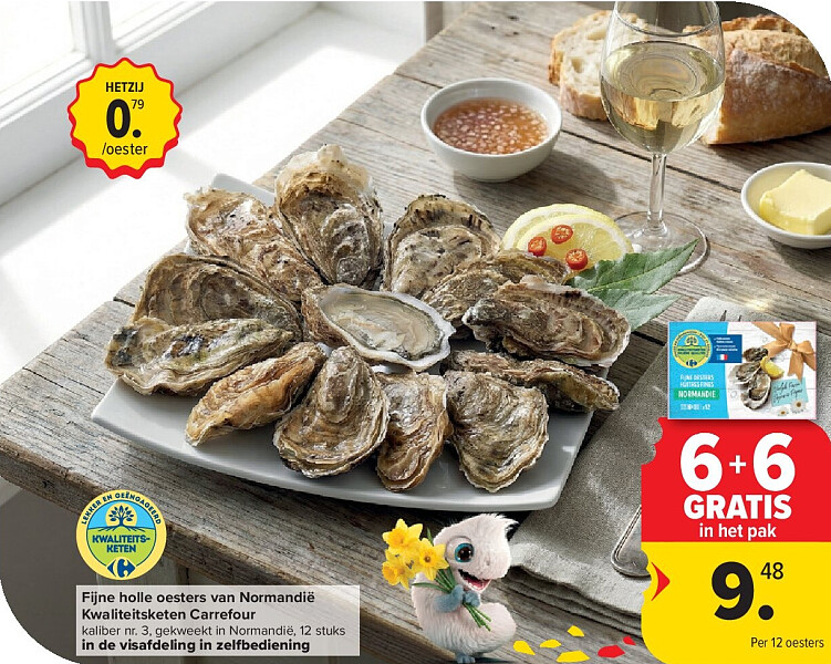 Fijne holle oesters van Normandië Kwaliteitsketen Carrefour