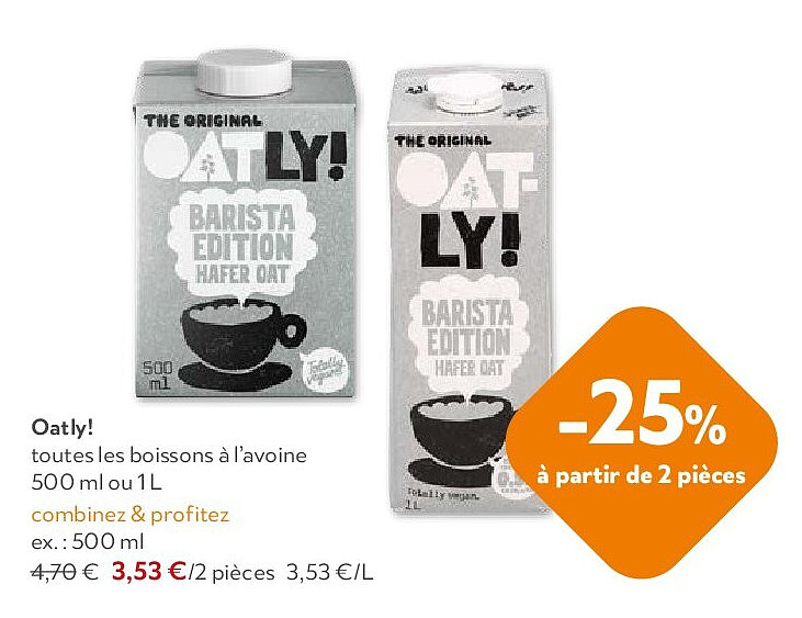 Oatly! toutes les boissons à l’avoine 500 ml