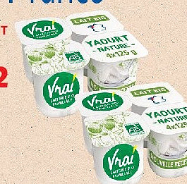 Yaourt nature Bio Vrai 4 x 125 g