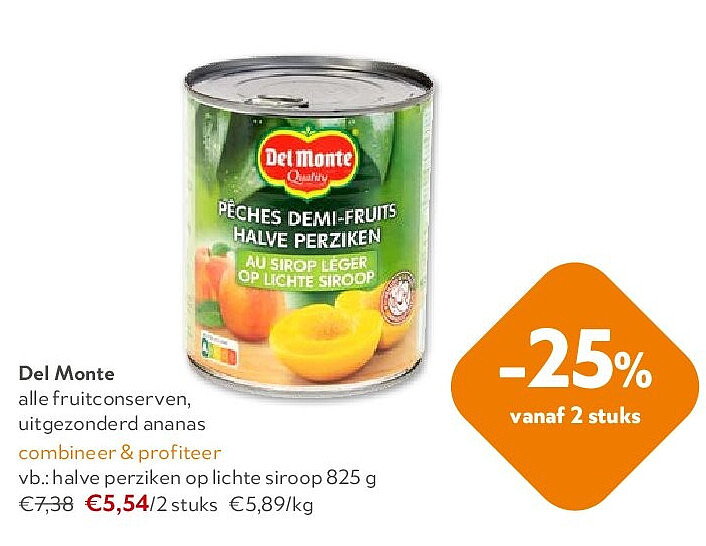 Del Monte halve perziken op lichte siroop 825 g