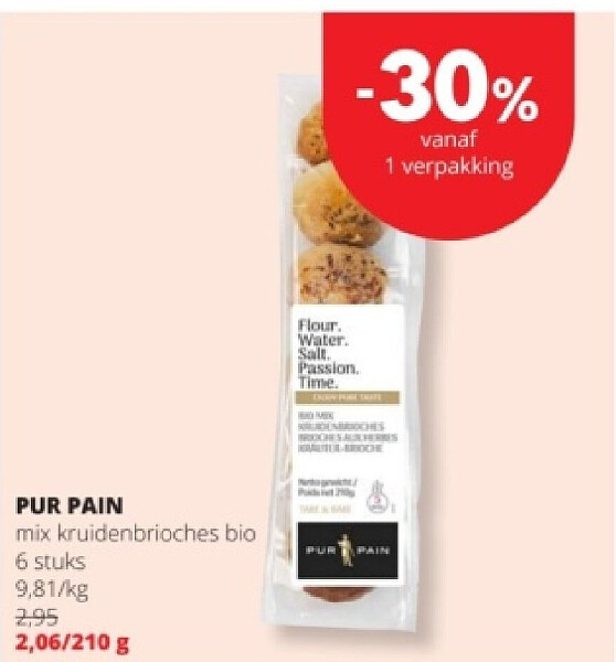 PUR PAIN mix kruidenbrioches bio 6 stuks