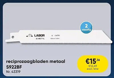 reciprozaagbladen metaal S922BF Nr. 43319
