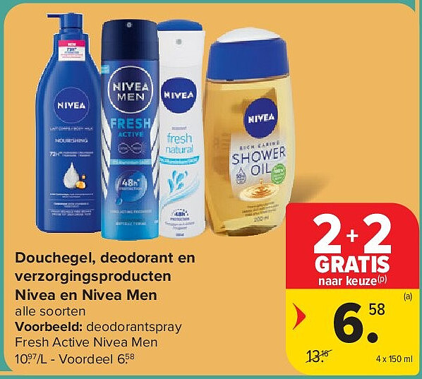 Douchegel, deodorant en verzorgingsproducten Nivea en Nivea Men