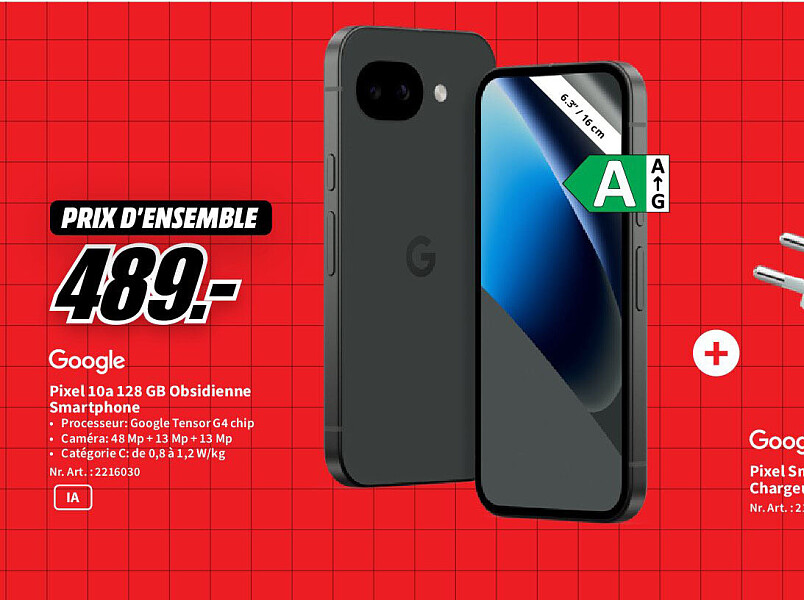Google Pixel 10a 128 GB Obsidienne Smartphone