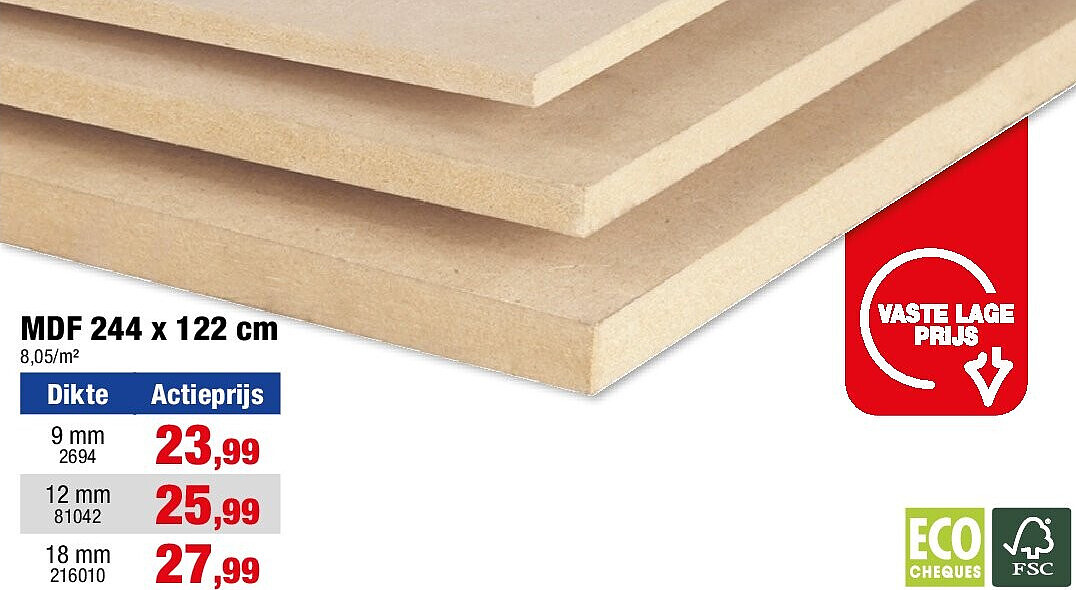 MDF 244 x 122 cm