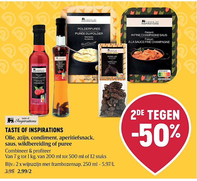 TASTE OF INSPIRATIONS Olie, azijn, condiment, aperitiefsnack, saus, wildbereiding of puree