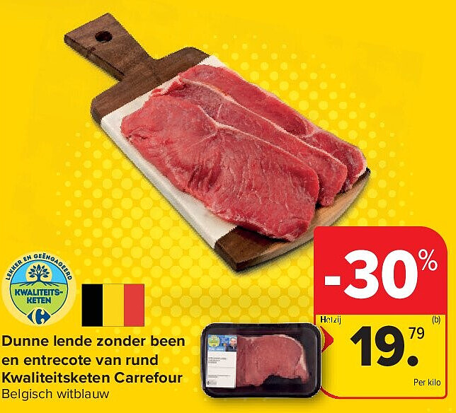 Dunne lende zonder been en entrecote van rund Kwaliteitsketen Carrefour