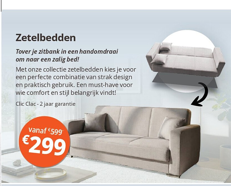 Zetelbedden Tover je zitbank in een handomdraai om naar een zalig bed!