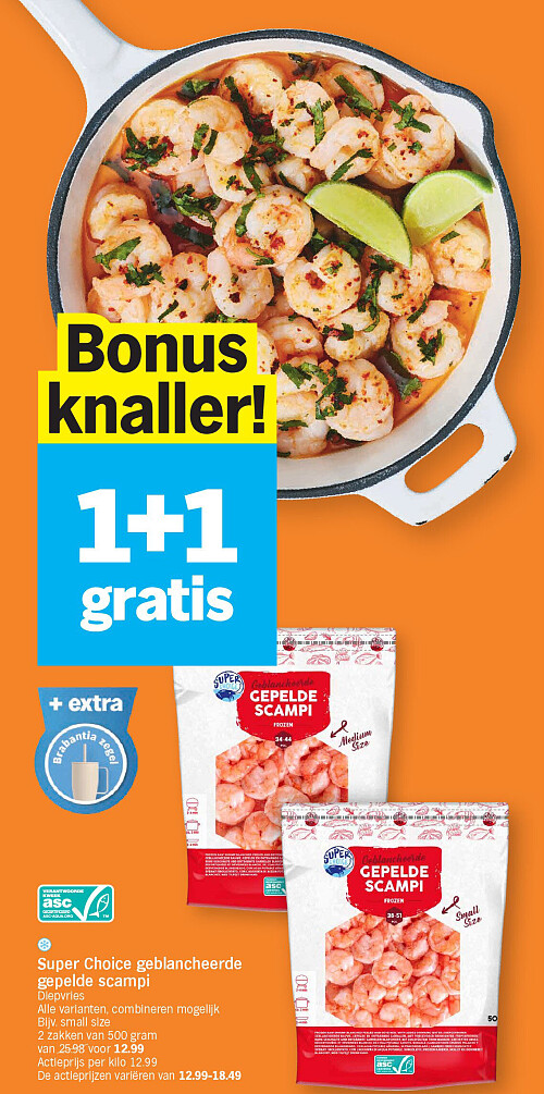 Super Choice geblancheerde gepelde scampi