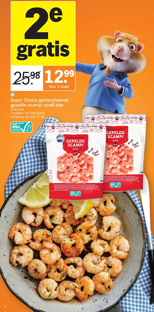Super Choice geblancheerde gepelde scampi small size
