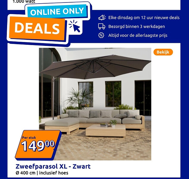 Zweefparasol XL - Zwart